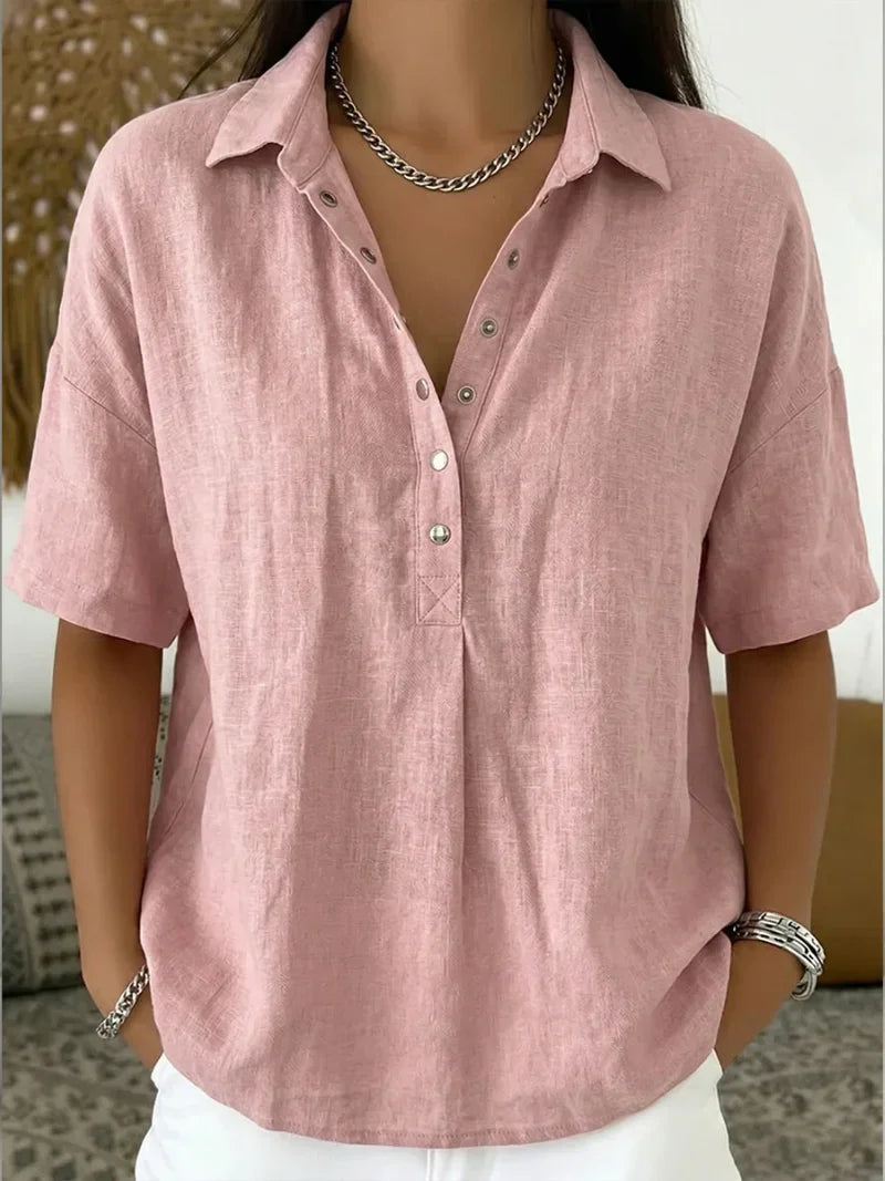 Teresa - Blusa con cuello y detalle de botones
