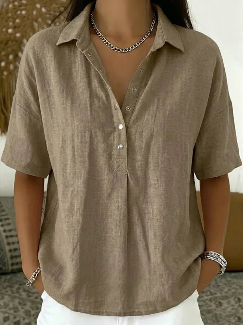 Teresa - Blusa con cuello y detalle de botones