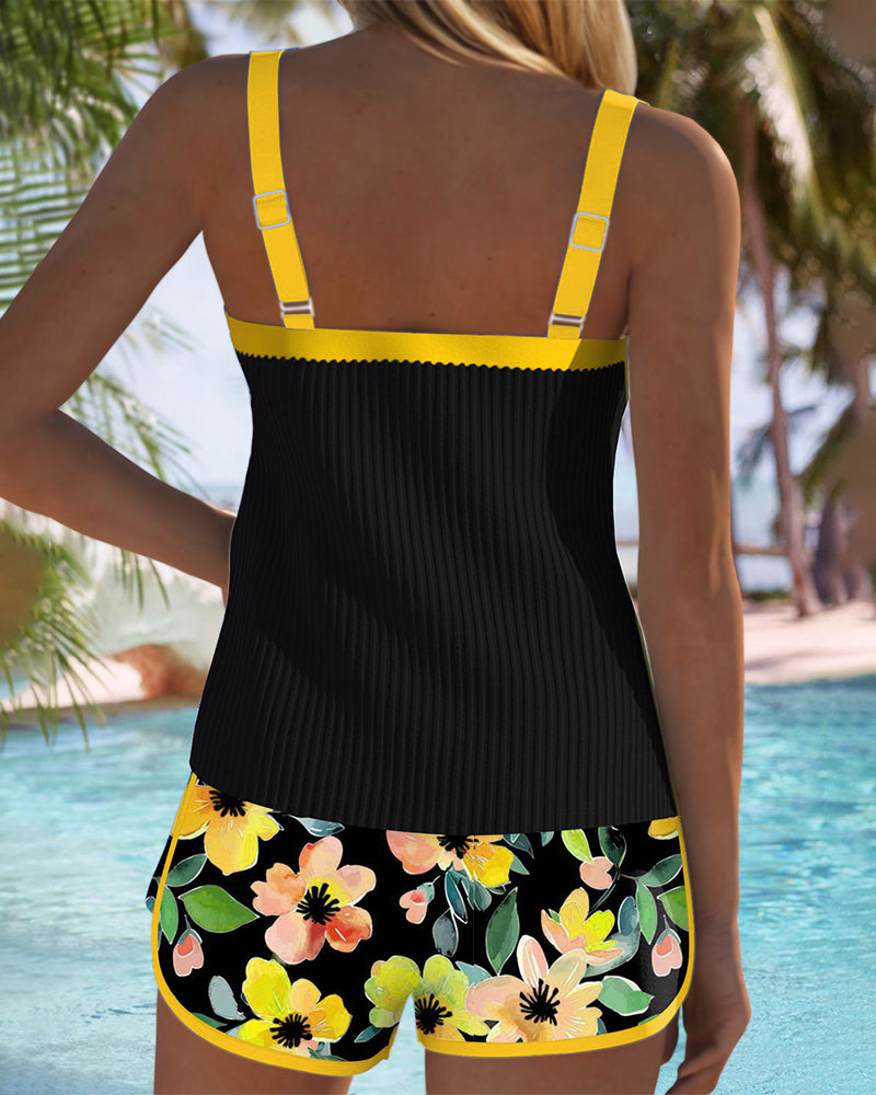 Golden Tide | Conjunto de Tankini de Dos Piezas Elegante