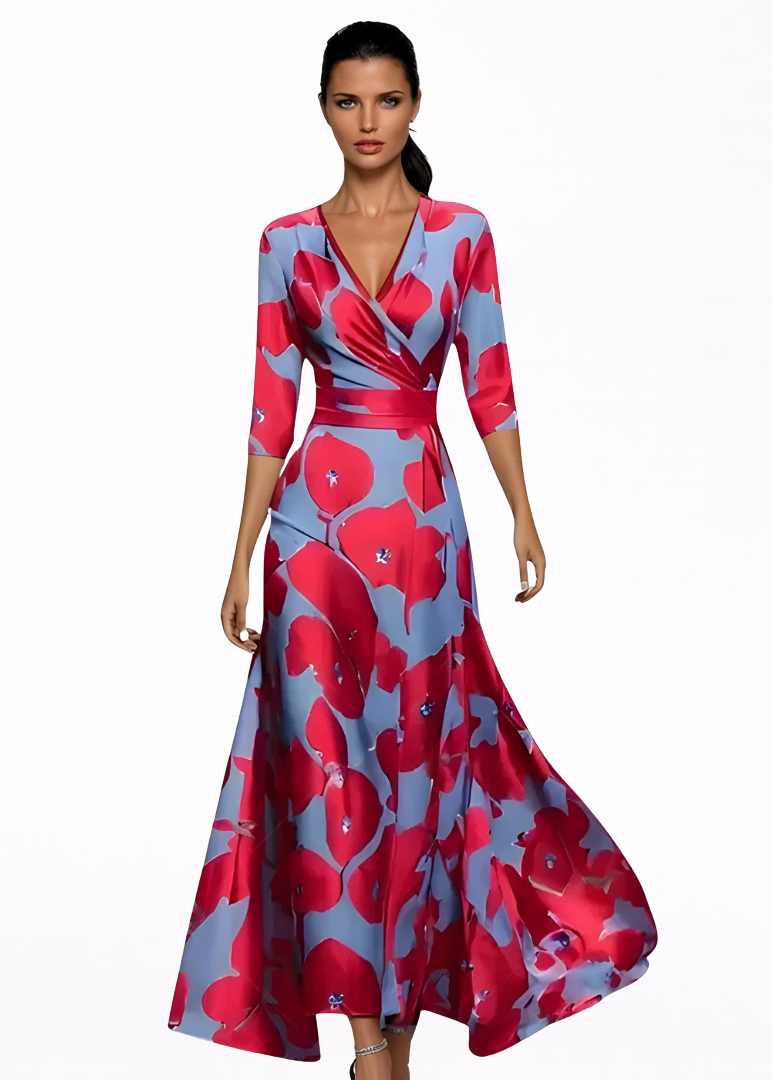 Emilia - Vestido largo elegante con estampado floral