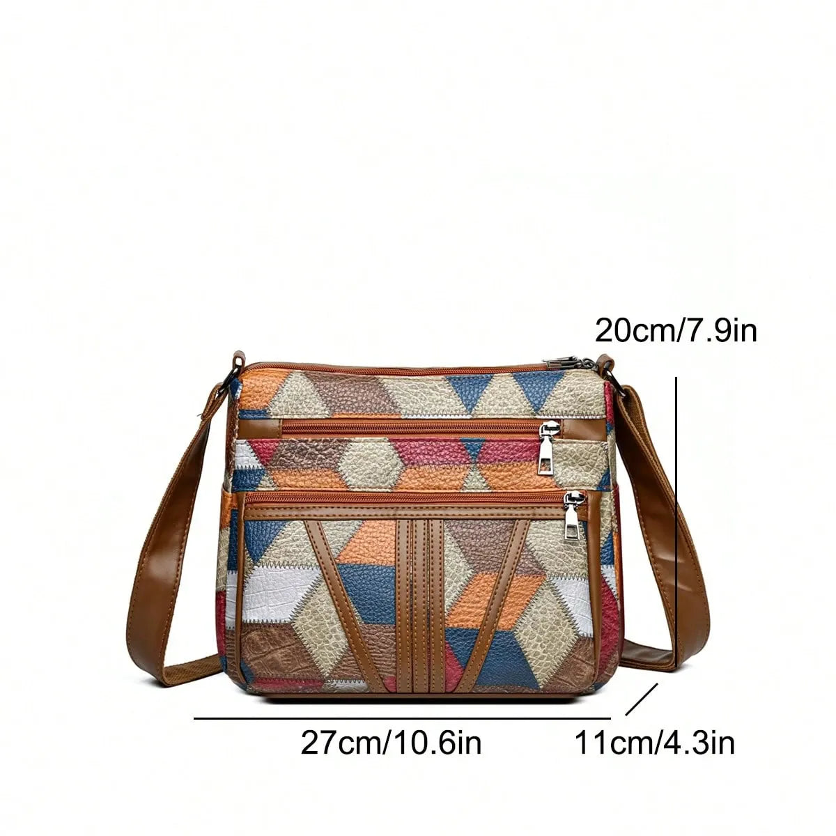 Bolso de hombro con estampado geométrico