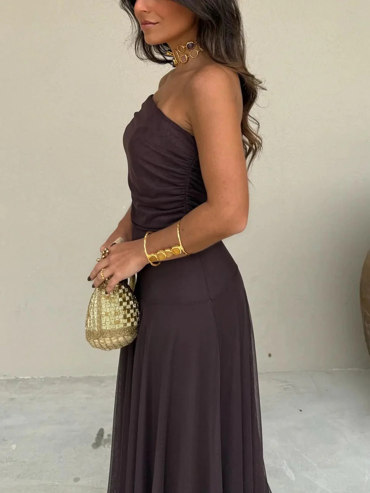 Catalina - Vestido asimétrico de mesh