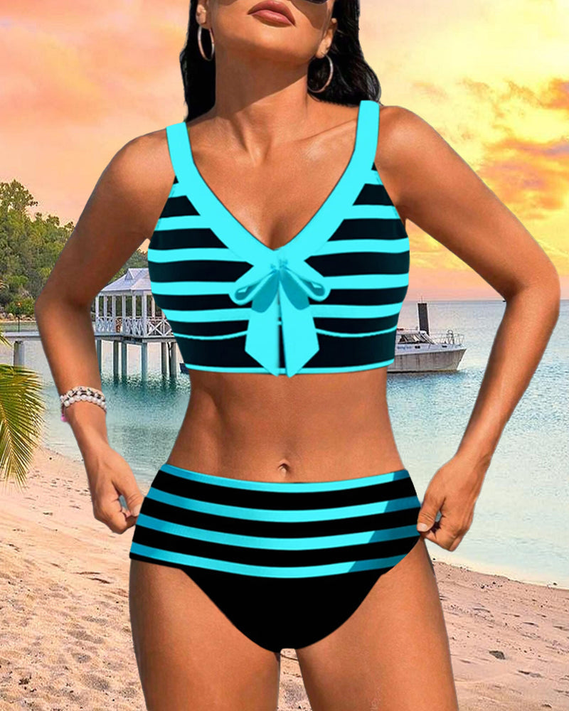 Island Glow | Bikini de rayas de cintura alta