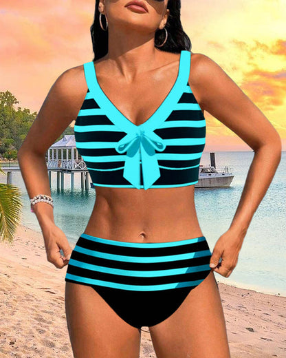 Island Glow | Bikini de rayas de cintura alta