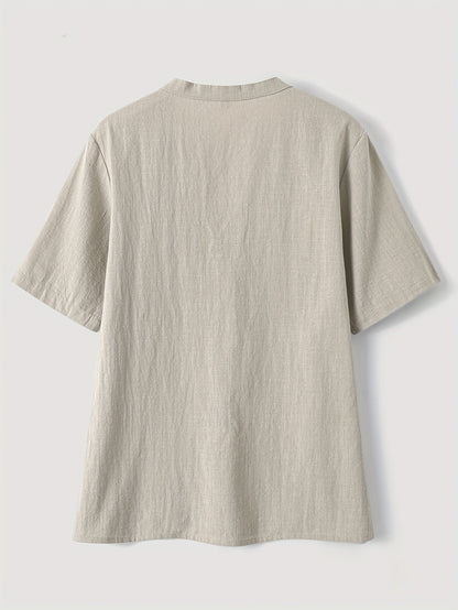 Blusa Elegante con Escote en V y Botones de Madera