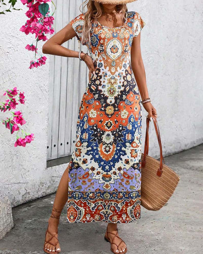 Vestido Largo Veraniego Estampado con Aberturas