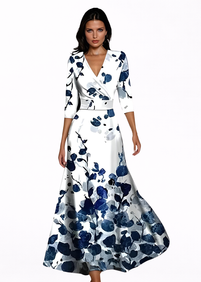 Emilia - Vestido largo elegante con estampado floral