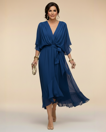 Julieta | Vestido de chifón con escote en V