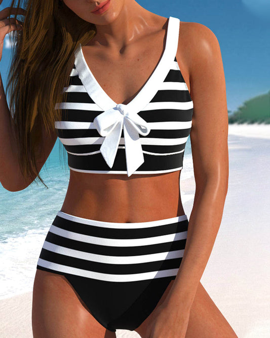 Island Glow | Bikini de rayas de cintura alta