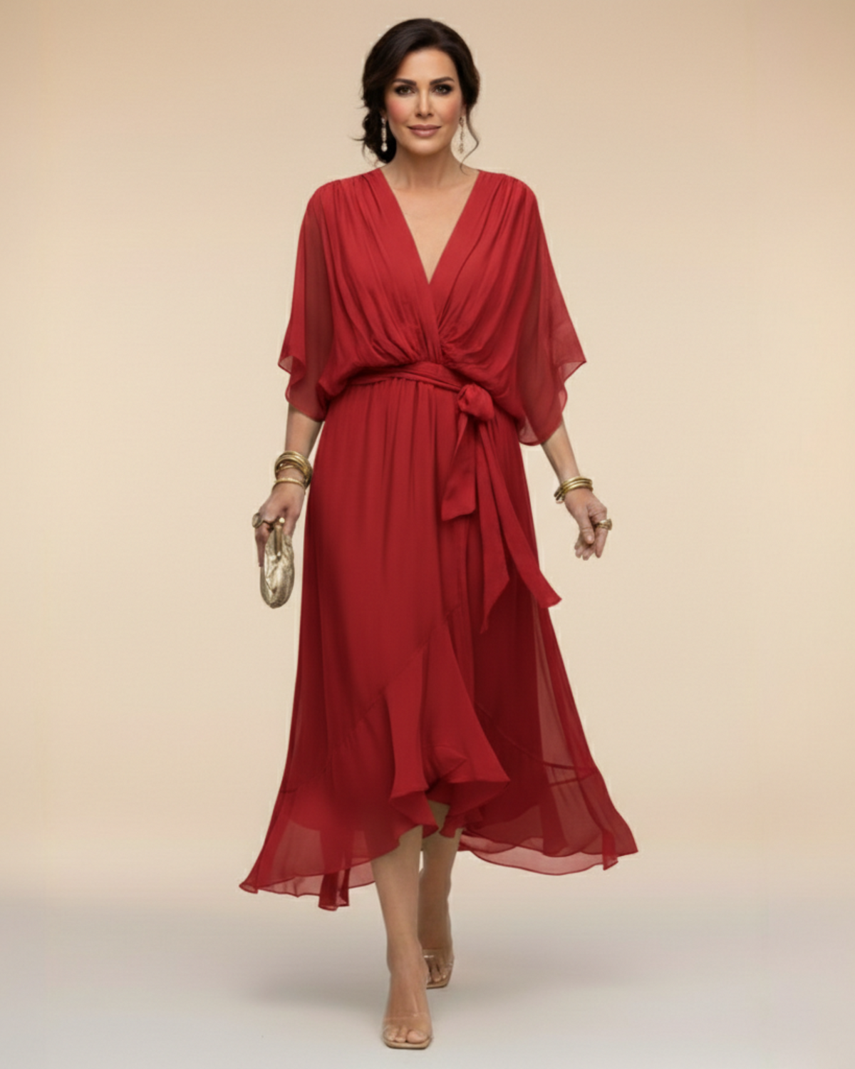 Julieta | Vestido de chifón con escote en V