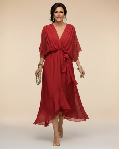 Julieta | Vestido de chifón con escote en V
