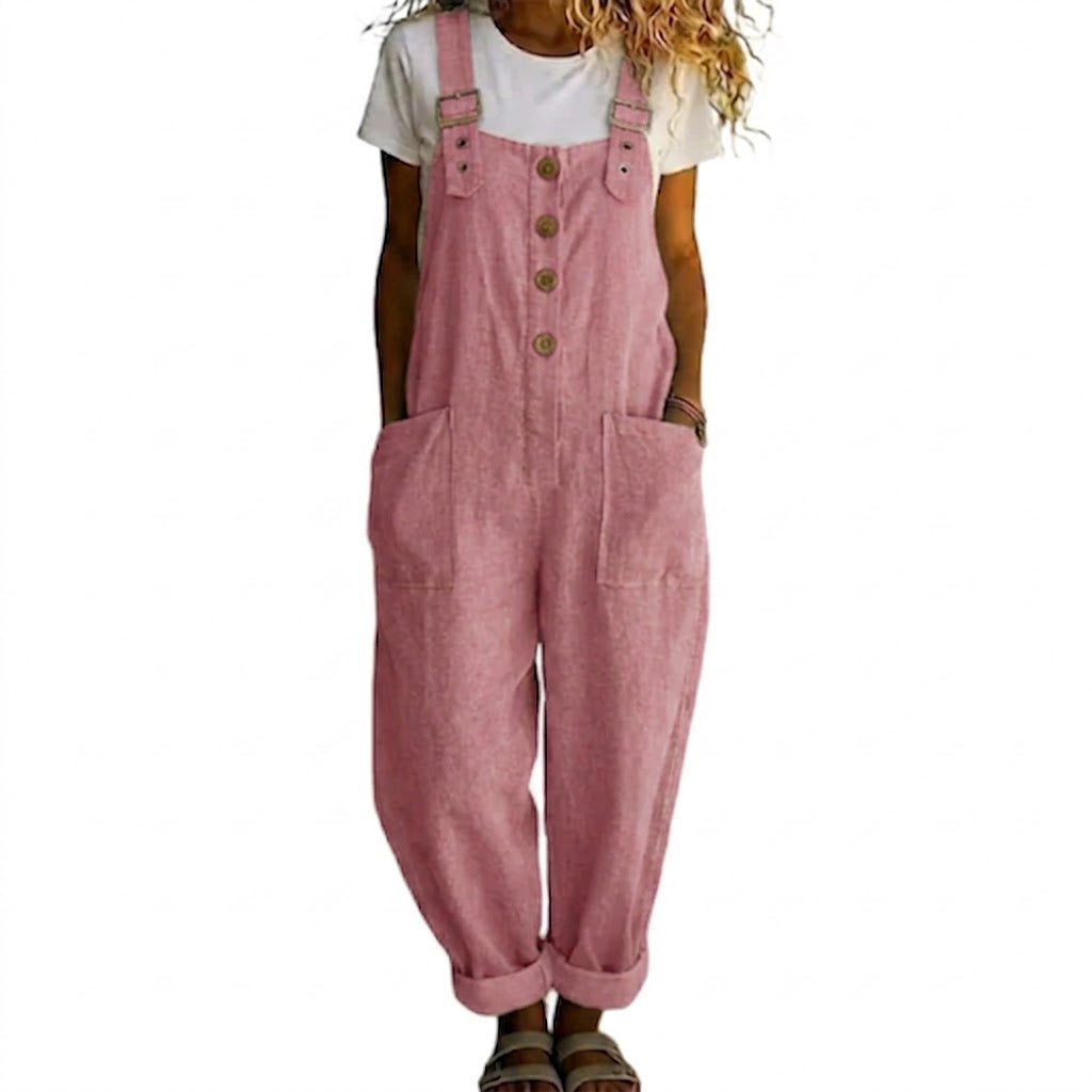 Olivia - Mono casual de tirantes con botones y ajuste holgado