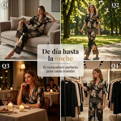 Selena - Conjunto estampado con pantalón fluido