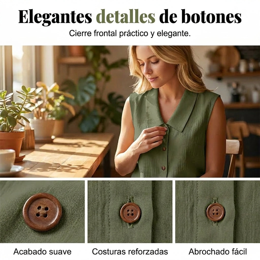Valentina - Blusa con escote en V y botones