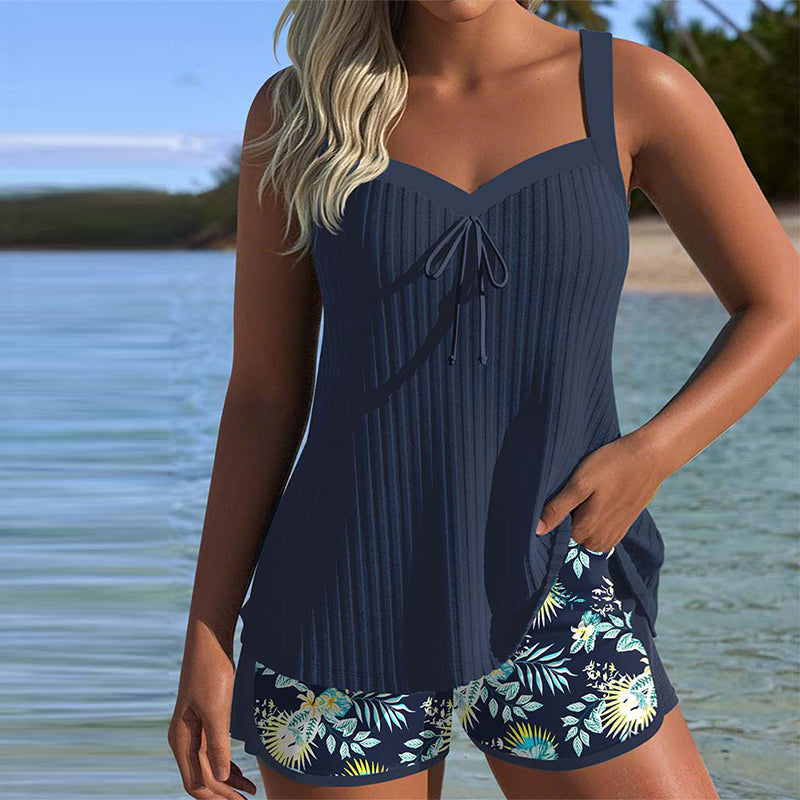 Paradise Glow | Tankini a rayas con braguita de dos piezas