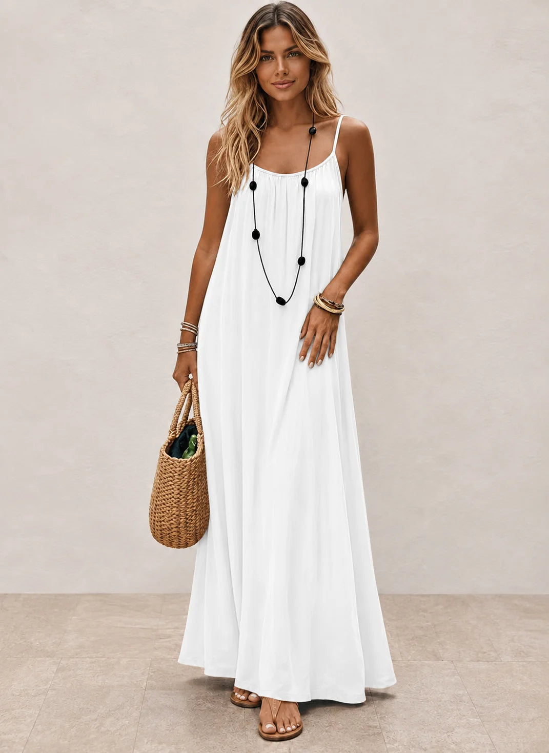 Vestido largo espalda escotada con lazo ajustable