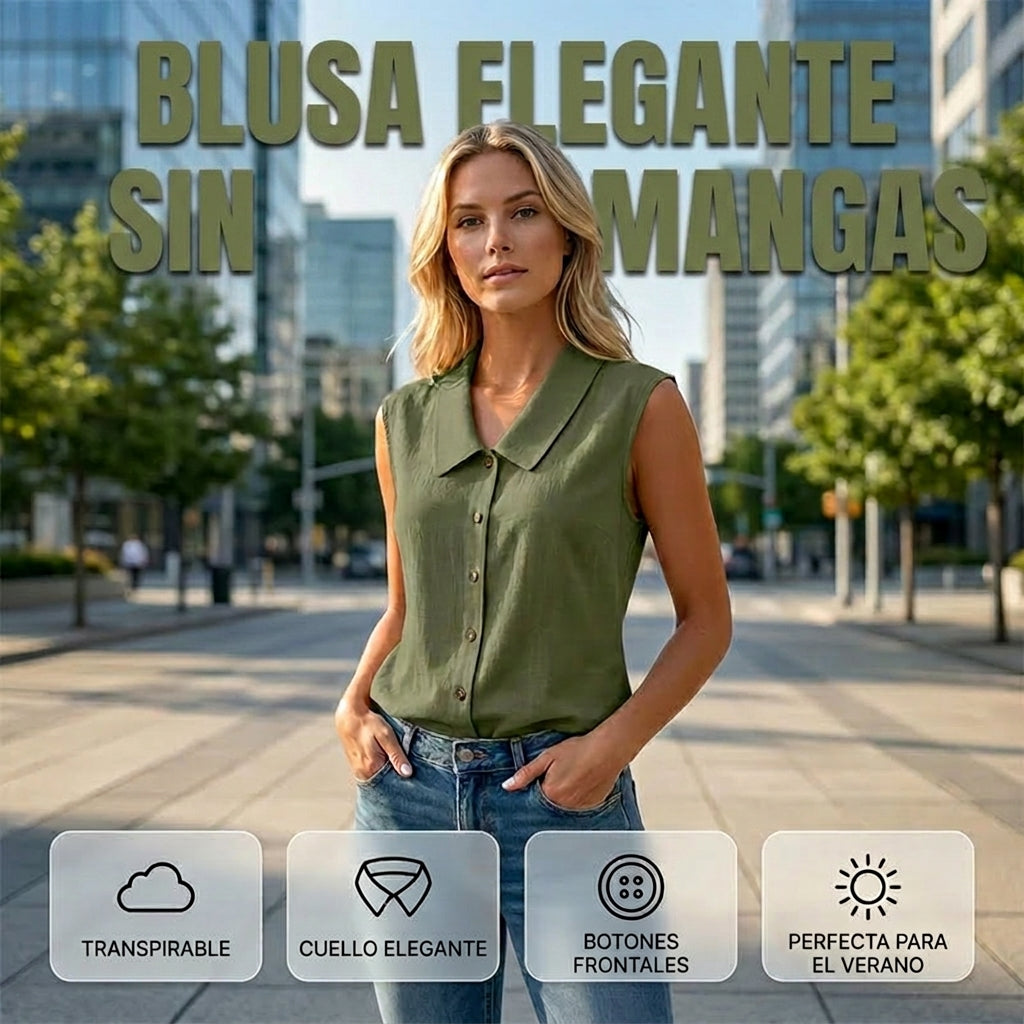 Valentina - Blusa con escote en V y botones