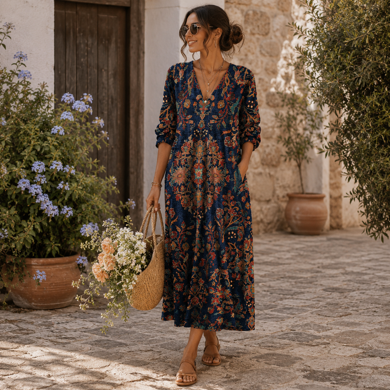 Carmen | Vestido largo vintage Medianoche