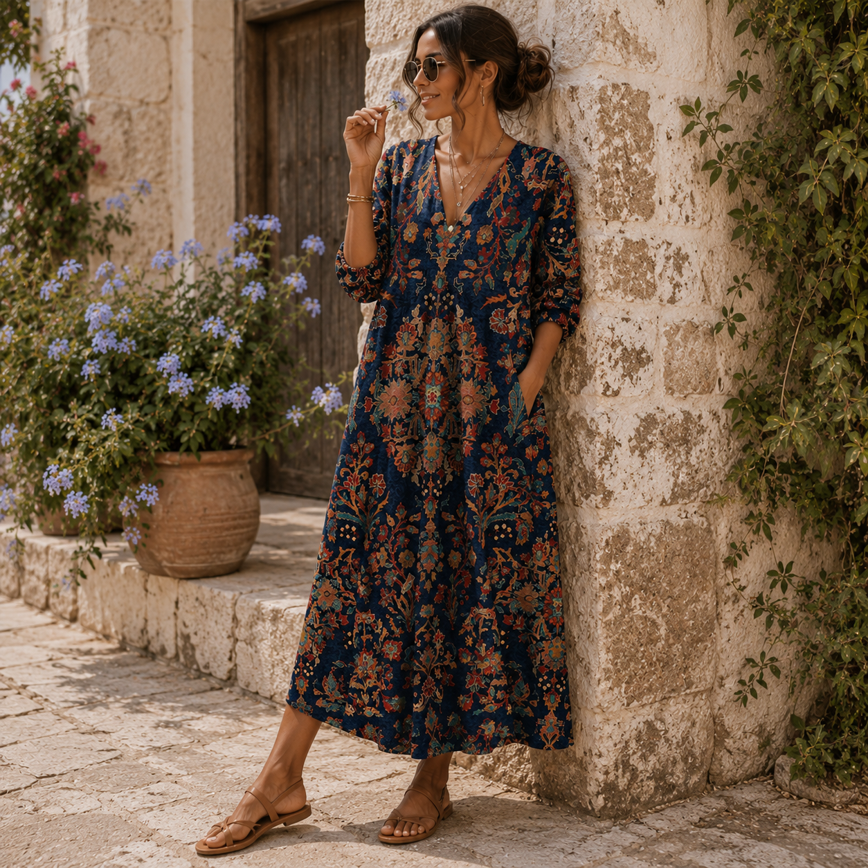 Carmen | Vestido largo vintage Medianoche