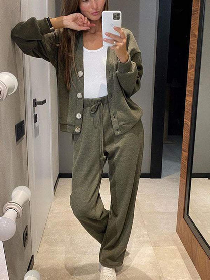 Amelia - Conjunto de cárdigan y pantalón de punto