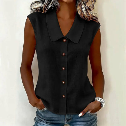 Valentina - Blusa con escote en V y botones