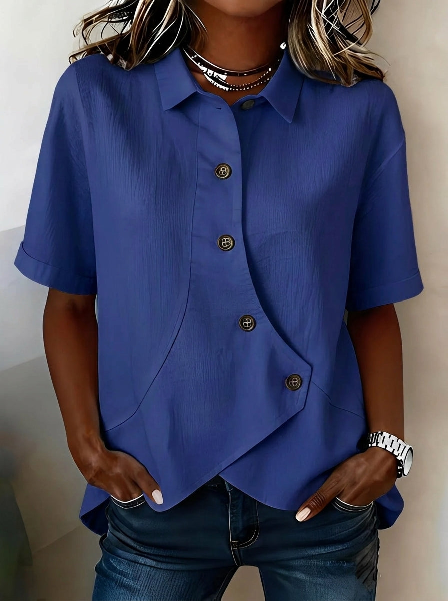 Perla - Blusa de botones asimétrica