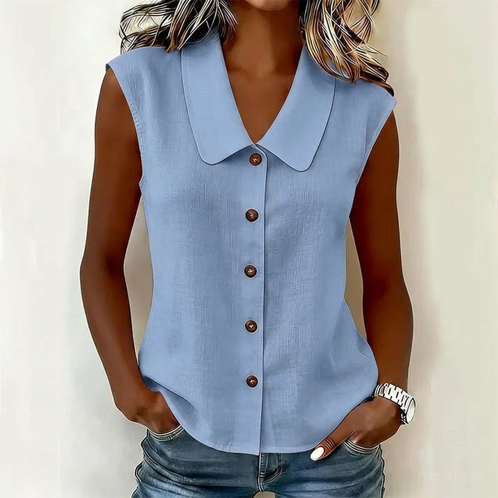 Valentina - Blusa con escote en V y botones