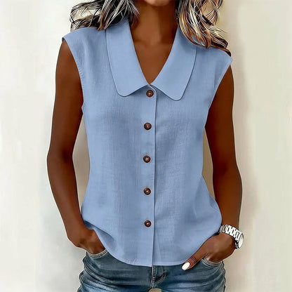 Valentina - Blusa con escote en V y botones
