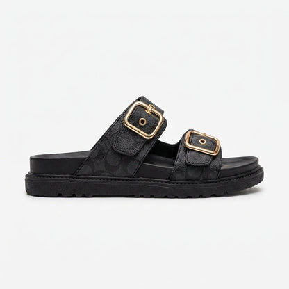 Luna | Sandalias de Doble Hebilla Dorada
