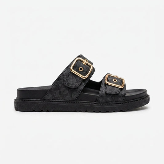 Luna | Sandalias de Doble Hebilla Dorada