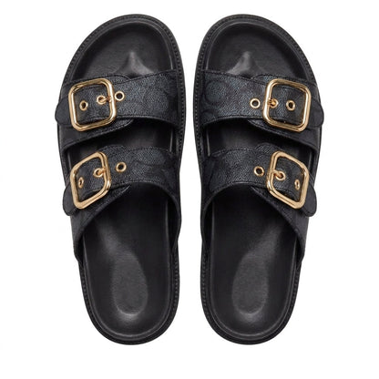Luna | Sandalias de Doble Hebilla Dorada