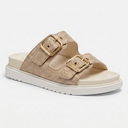 Luna | Sandalias de Doble Hebilla Dorada