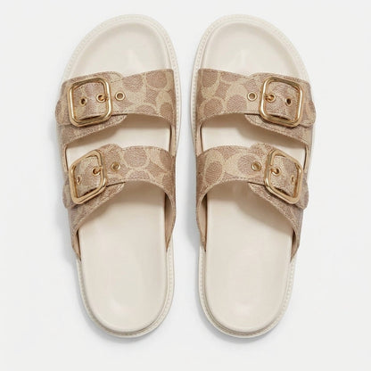 Luna | Sandalias de Doble Hebilla Dorada