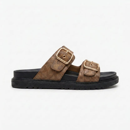 Luna | Sandalias de Doble Hebilla Dorada