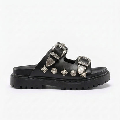 Mar | Sandalias de Doble Hebilla con Detalles Decorativos