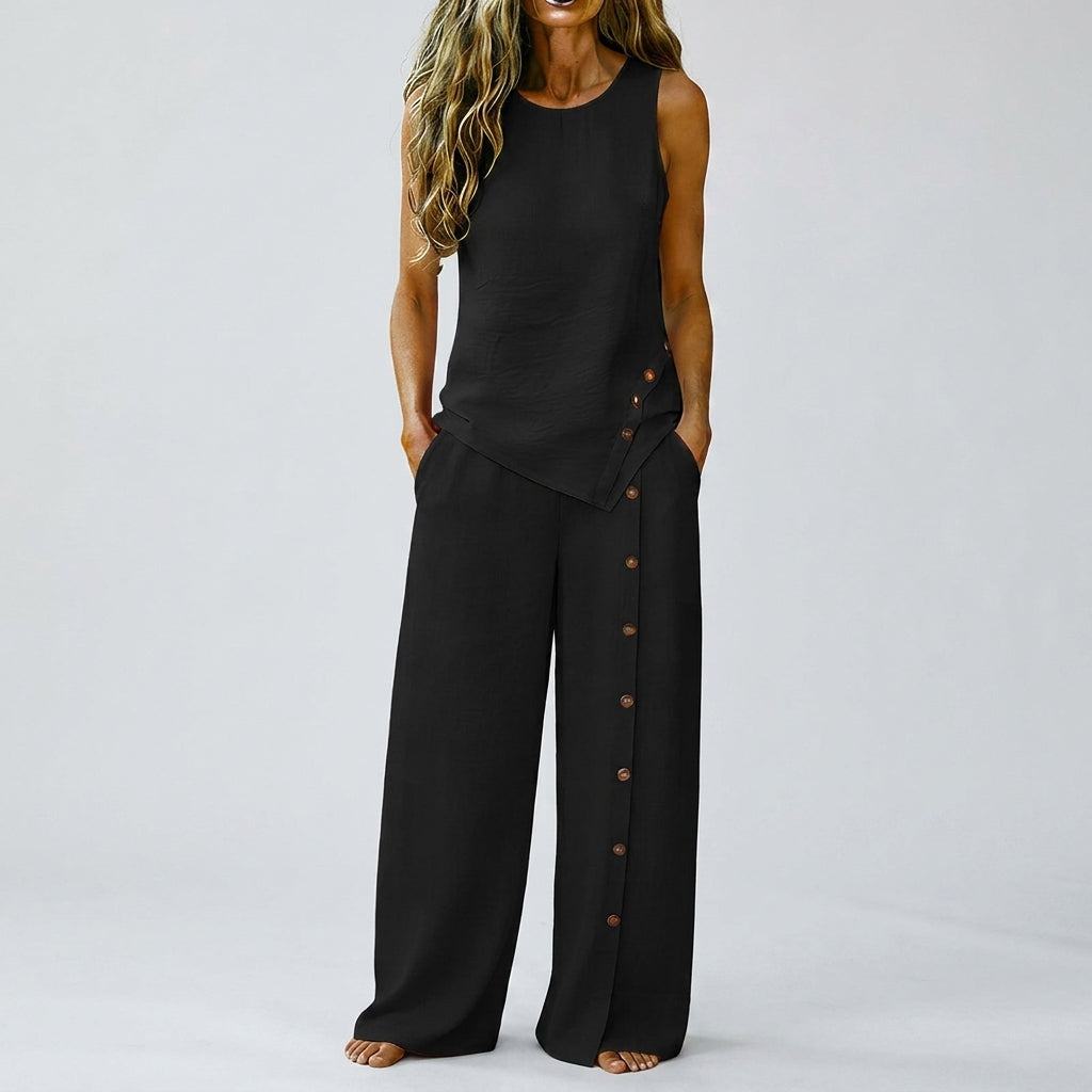 Claudia - Conjunto de top sin mangas y pantalón de pierna ancha
