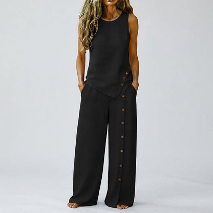 Claudia - Conjunto de top sin mangas y pantalón de pierna ancha