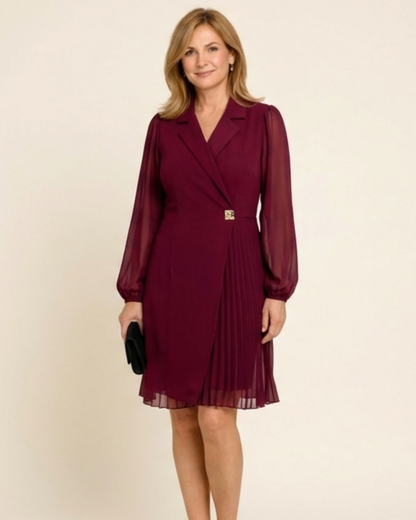 Jimena - Vestido con solapas con diseño plisado