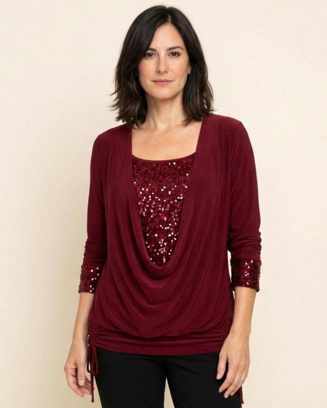 Aurora - Blusa de manga larga con lentejuelas