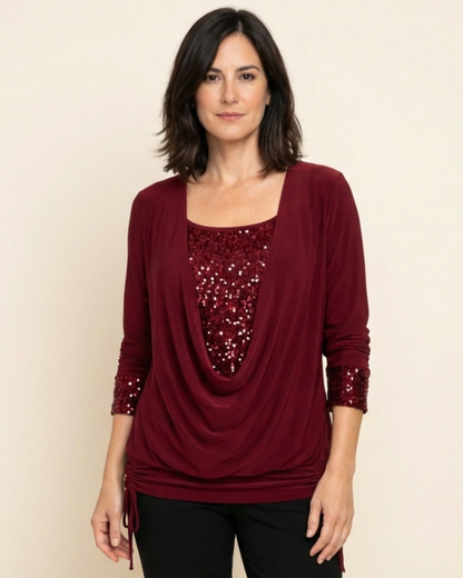 Aurora - Blusa de manga larga con lentejuelas