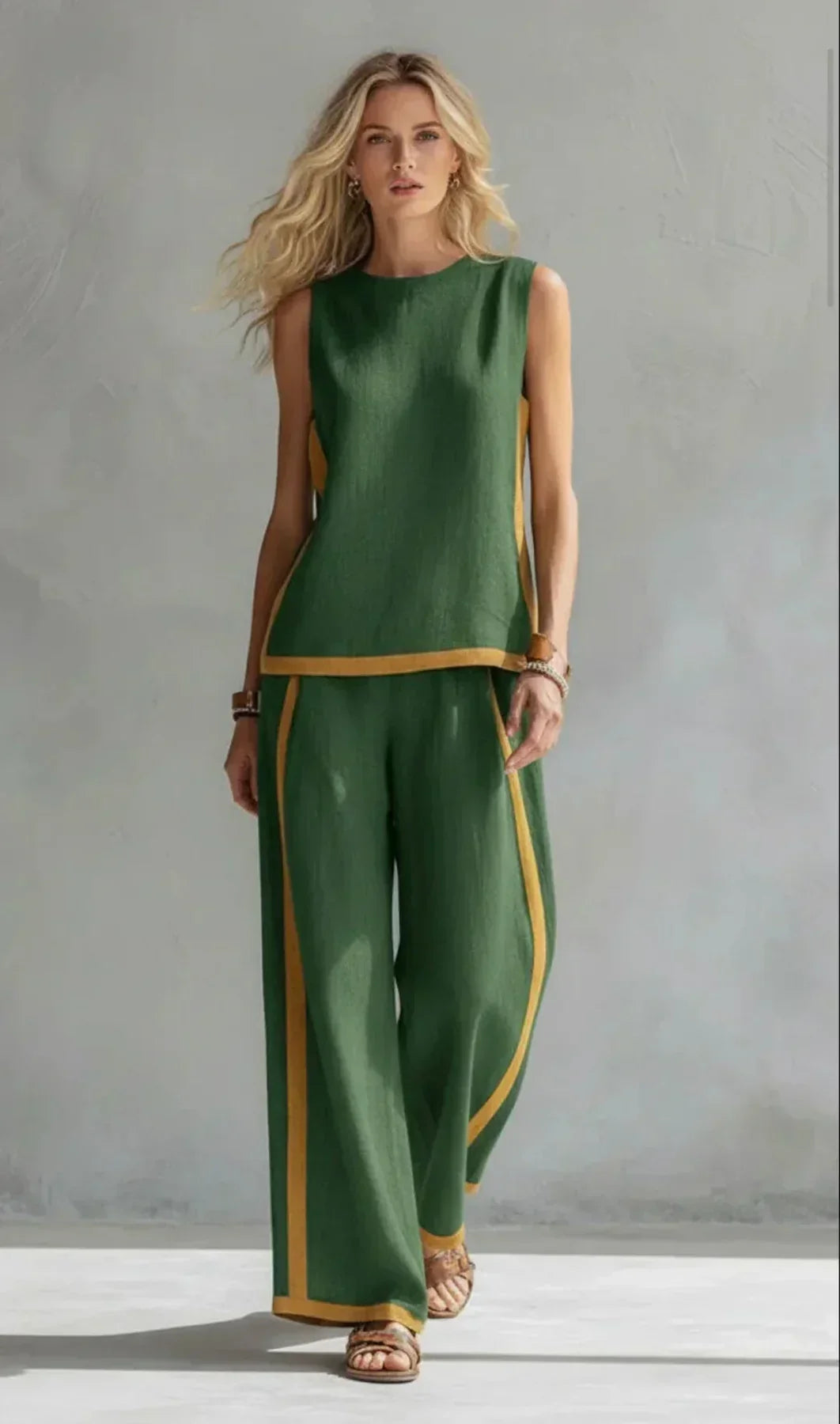 Coralina Conjunto Elegante de Dos Piezas con Chaleco y Pantalón Bicolor