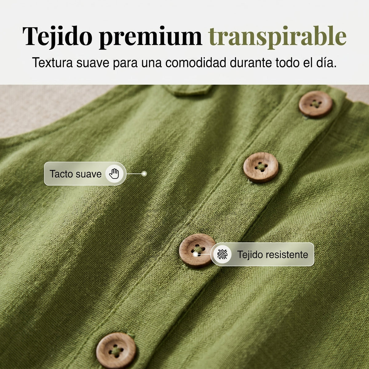Olivia - Mono casual de tirantes con botones y ajuste holgado