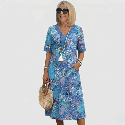 Marina - Vestido midi veraniego con estampado oceánico