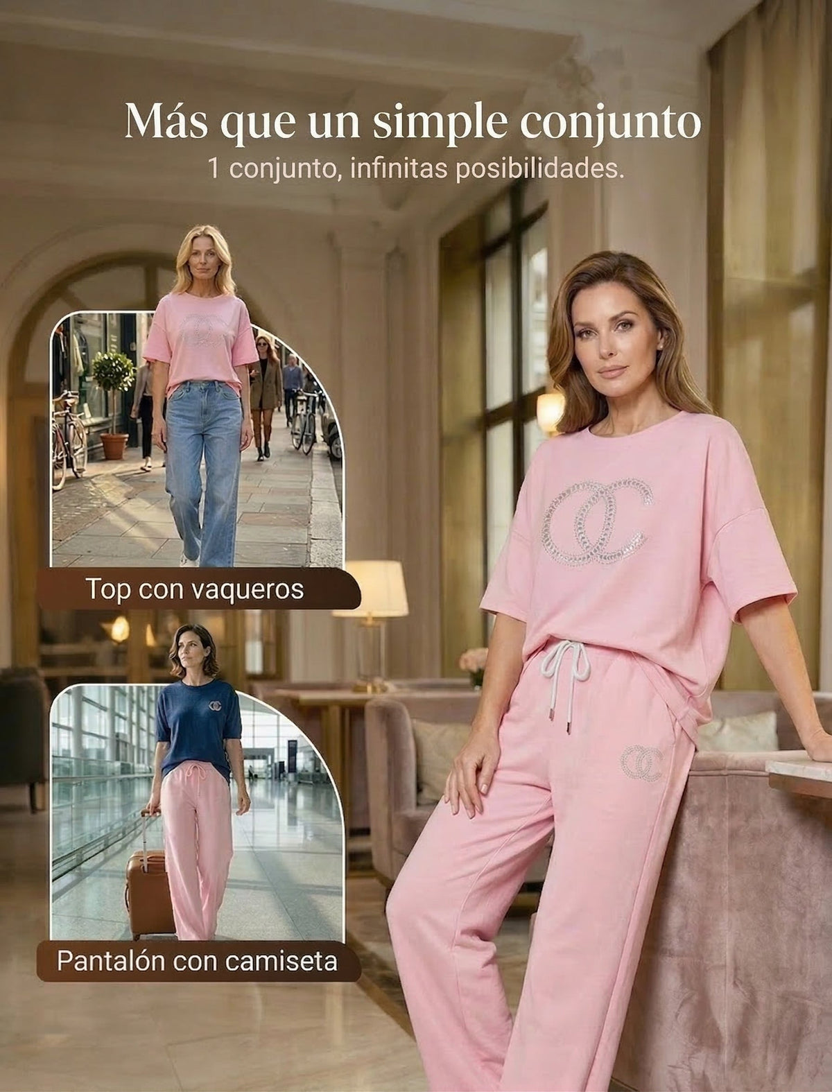 Nerea - Conjunto de dos piezas con top y pantalón holgado