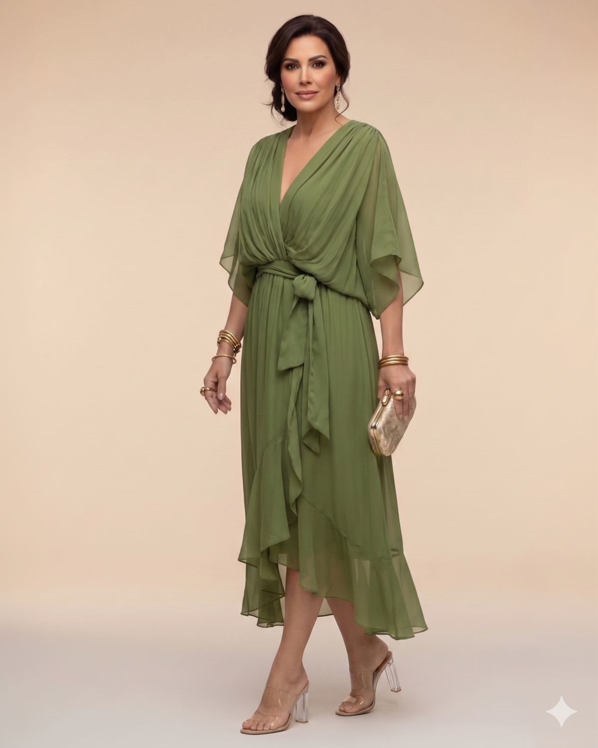Julieta | Vestido de chifón con escote en V