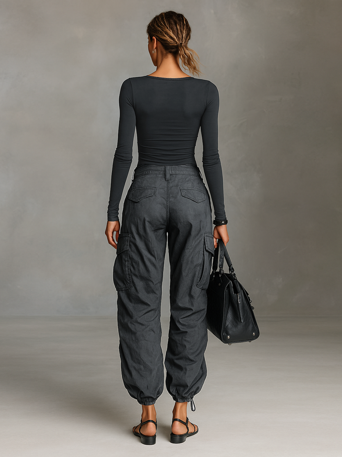 Conjunto Mujer Top Cuadrado y Pantalón Cargo Urbano
