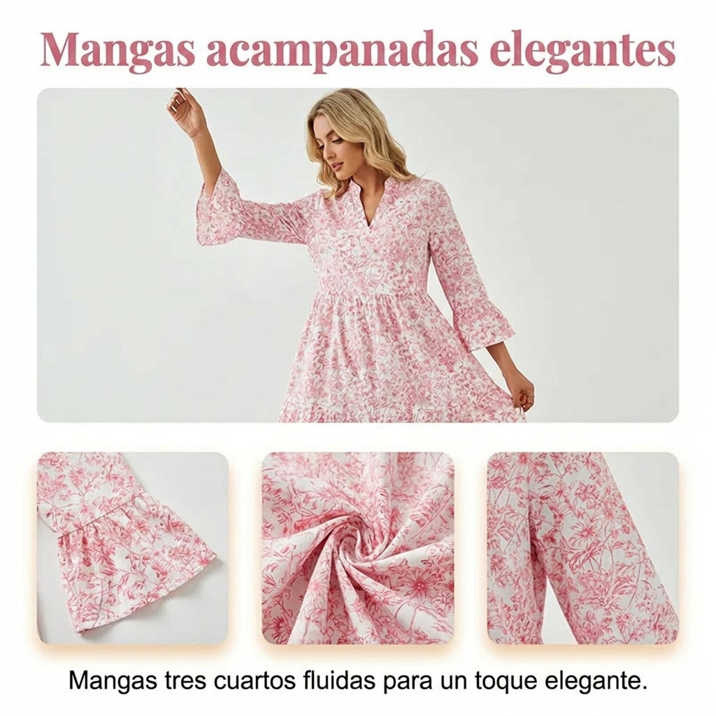 Soraya - Vestido con escote en V y estampado