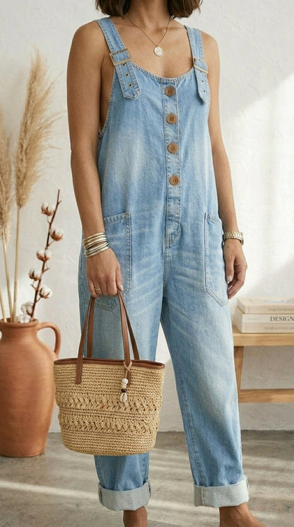 Pilar | Peto Vintage Azul Tirantes Ajustables