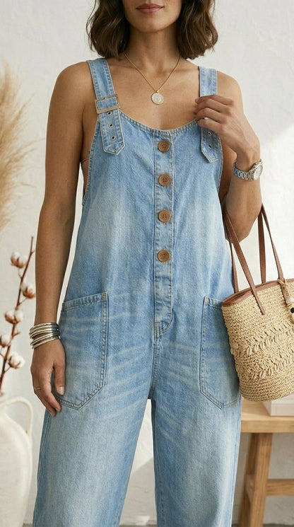 Pilar | Peto Vintage Azul Tirantes Ajustables