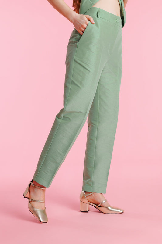 Pantalón De Vestir Shantung Tiro Alto Mujer